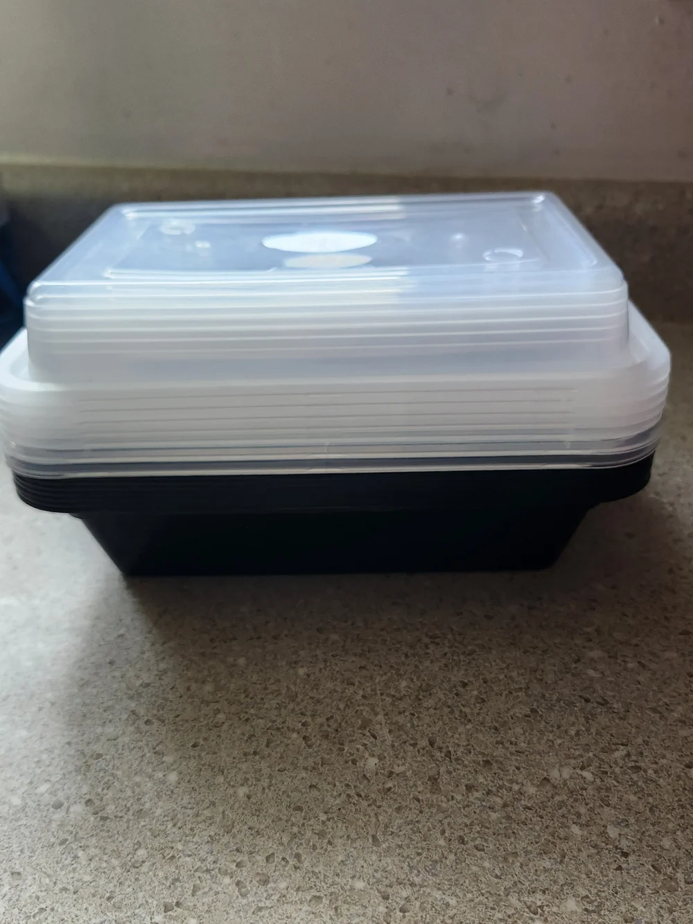 10 Stackable Black Meal Prep Containers with Clear Lids - Set Used Only Once